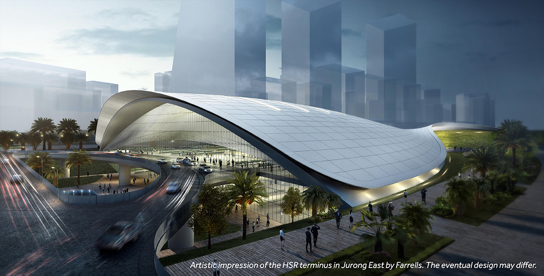 A rendering of the Singapore high-speed rail terminus.